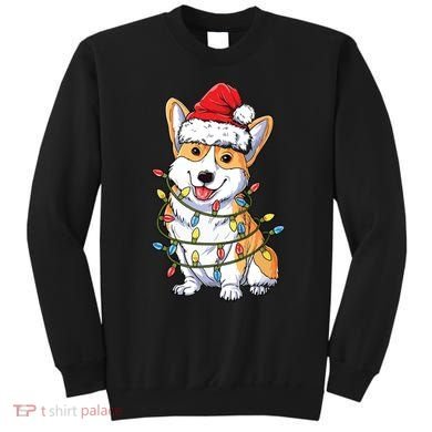 Corgi Santa Christmas Tree Lights Xmas Sweatshirt