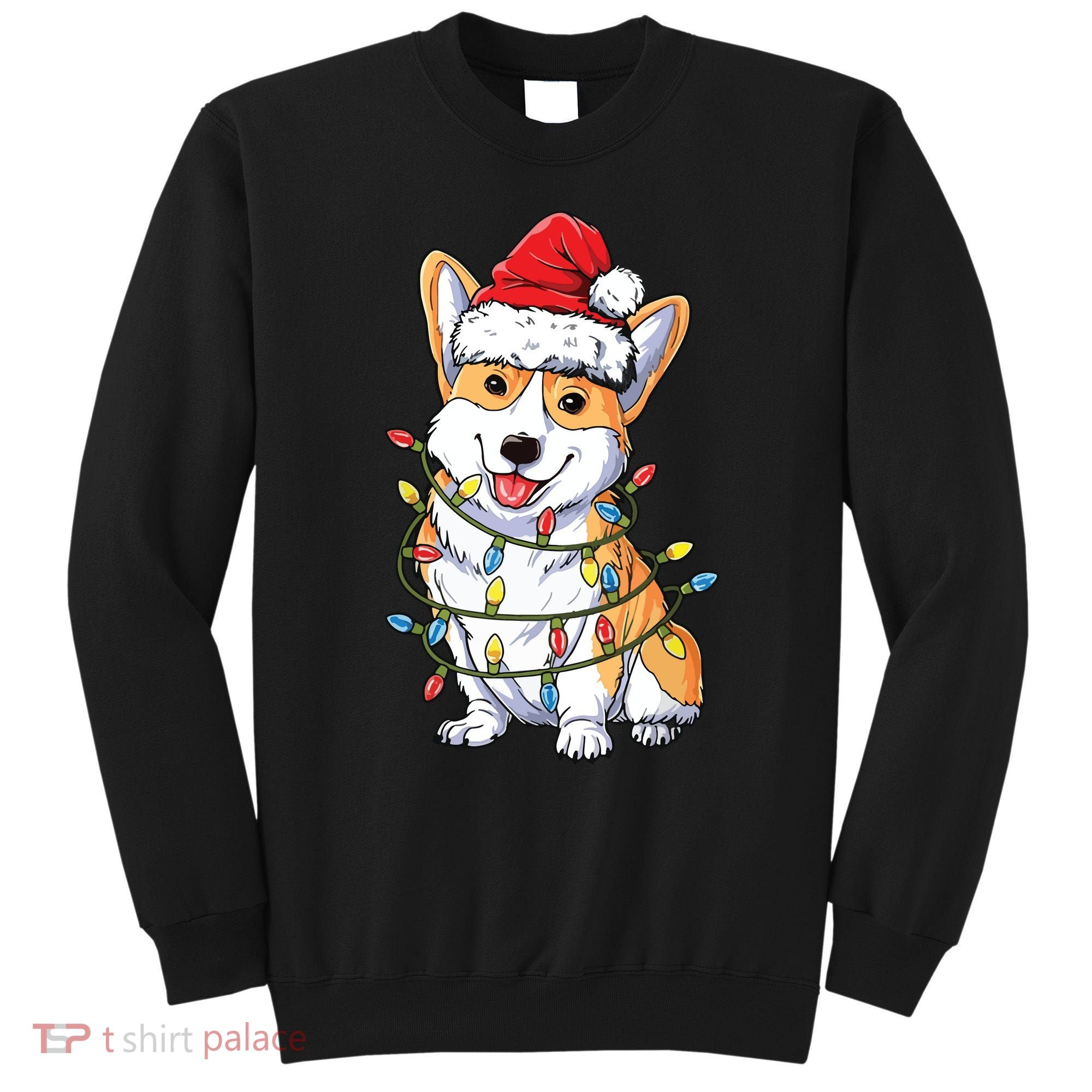 Corgi Santa Christmas Tree Lights Xmas Sweatshirt