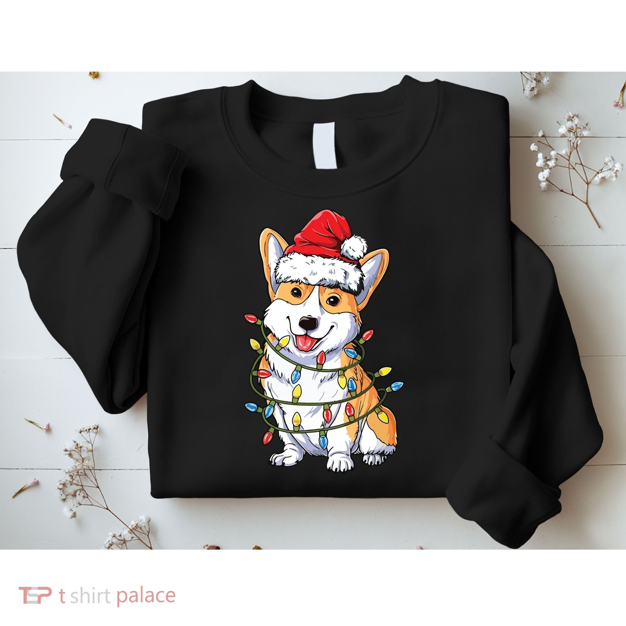 Corgi Santa Christmas Tree Lights Xmas Sweatshirt