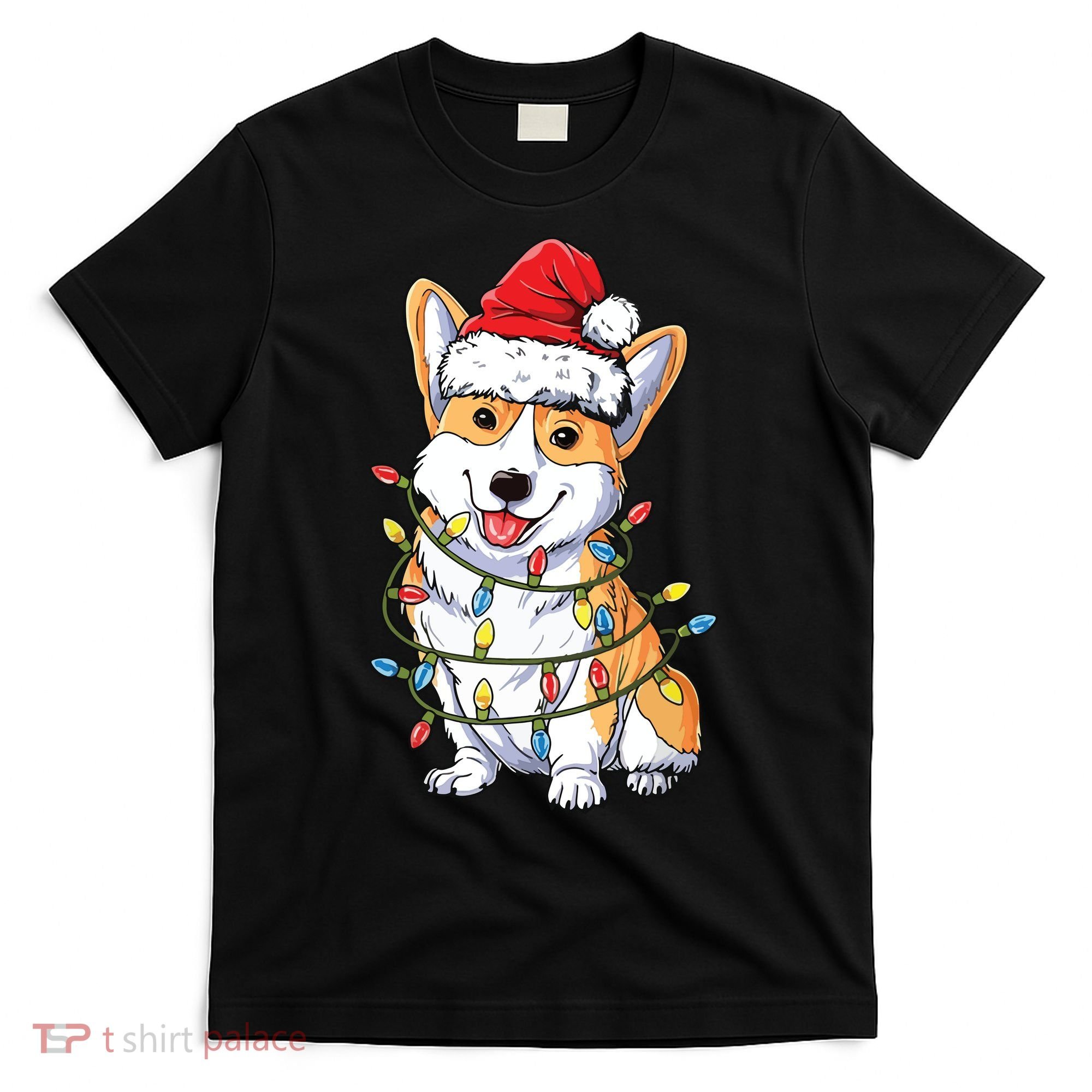 Corgi Santa Christmas Tree Lights Xmas T-Shirt