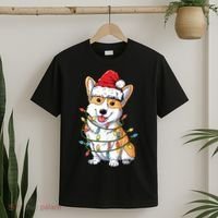 Corgi Santa Christmas Tree Lights Xmas T-Shirt thumb 2