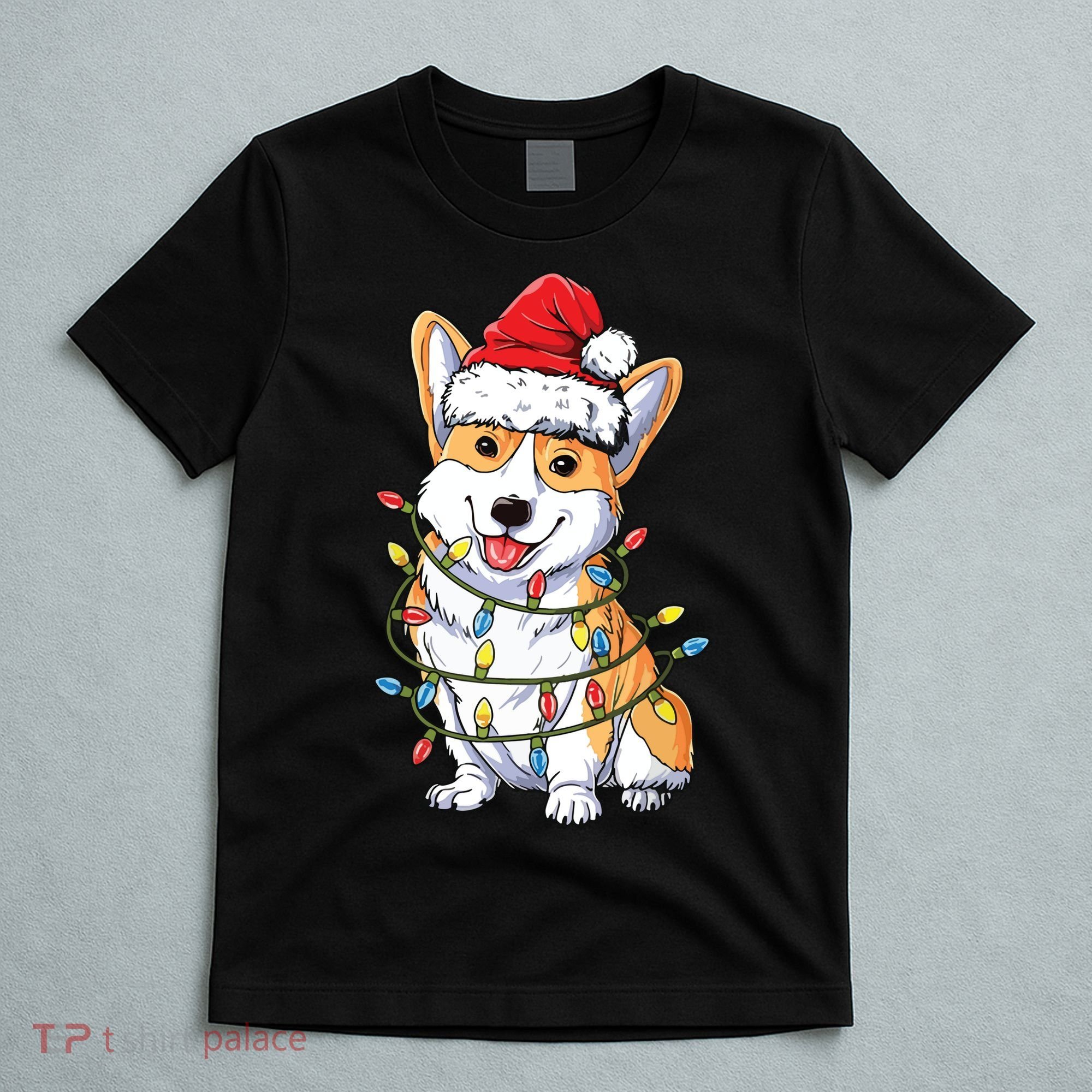 Corgi Santa Christmas Tree Lights Xmas T-Shirt