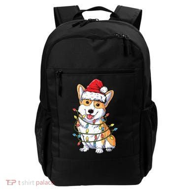 Corgi Santa Christmas Tree Lights Xmas Backpack