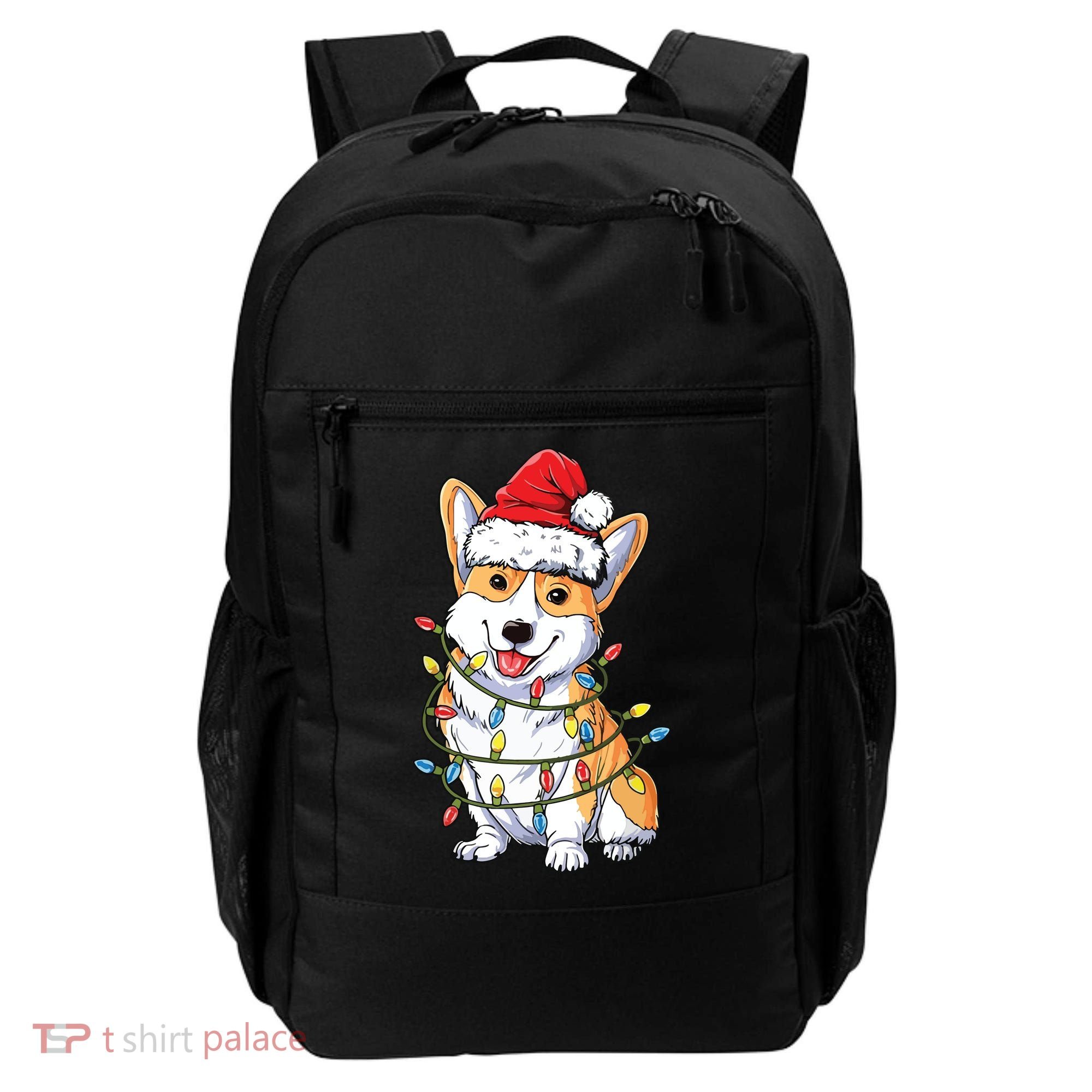 Corgi Santa Christmas Tree Lights Xmas Backpack