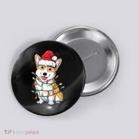 Corgi Santa Christmas Tree Lights Xmas Button thumb 0