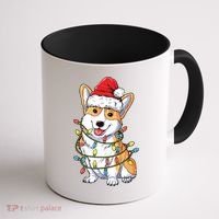 Corgi Santa Christmas Tree Lights Xmas Coffee Mug thumb 1