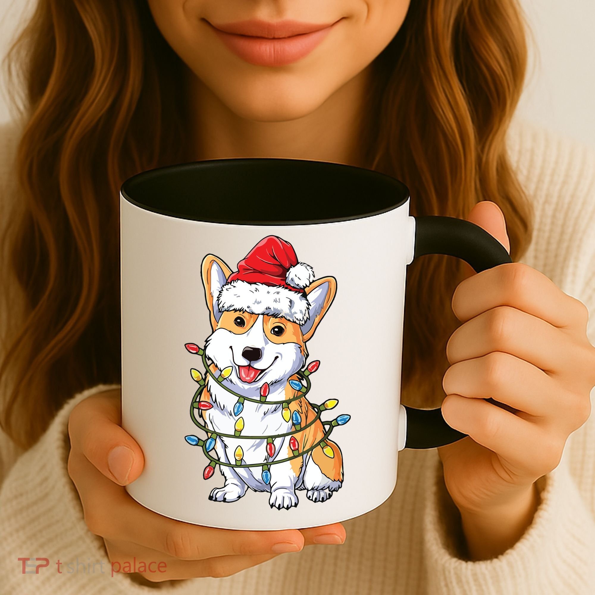 Corgi Santa Christmas Tree Lights Xmas Coffee Mug