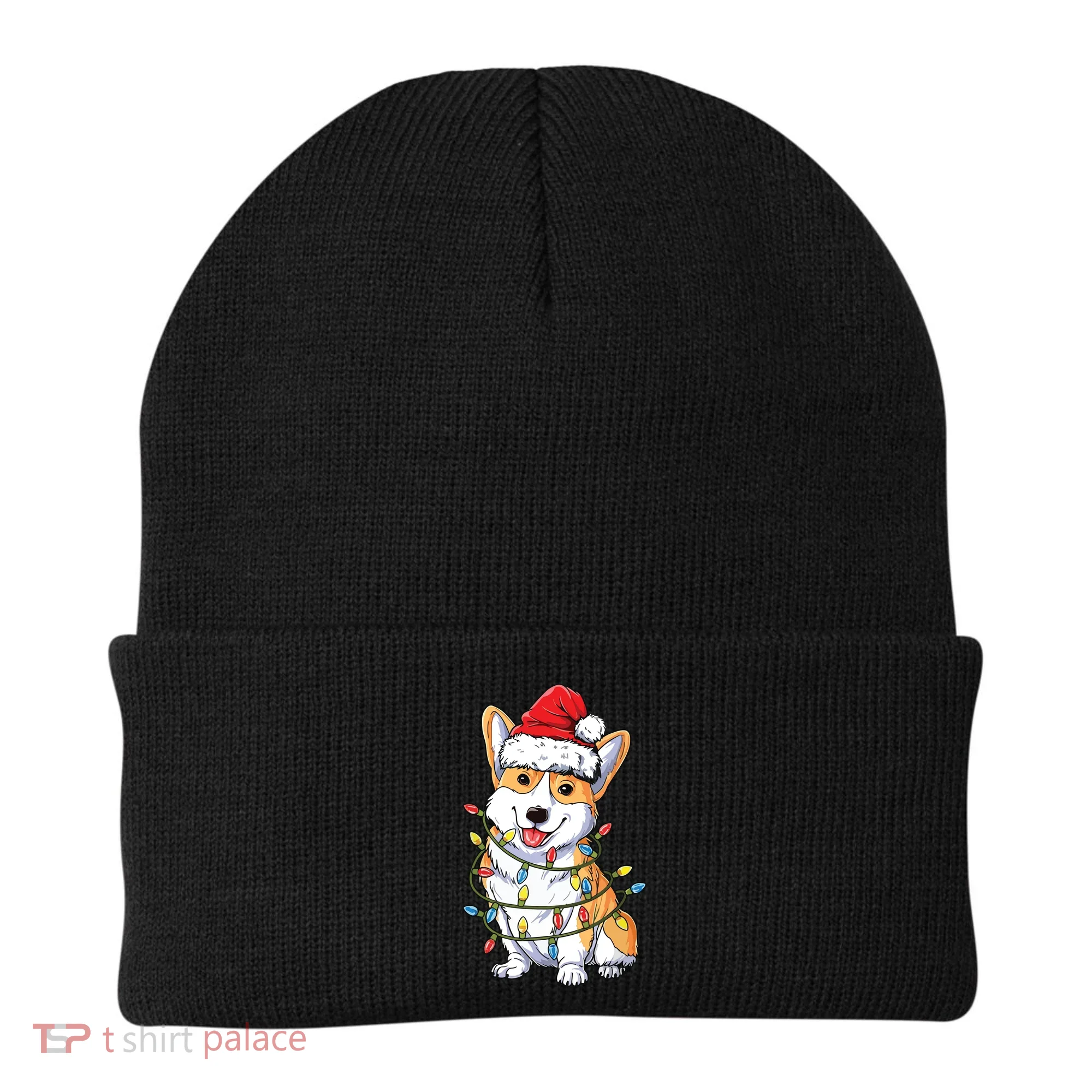 Corgi Santa Christmas Tree Lights Xmas Beanie