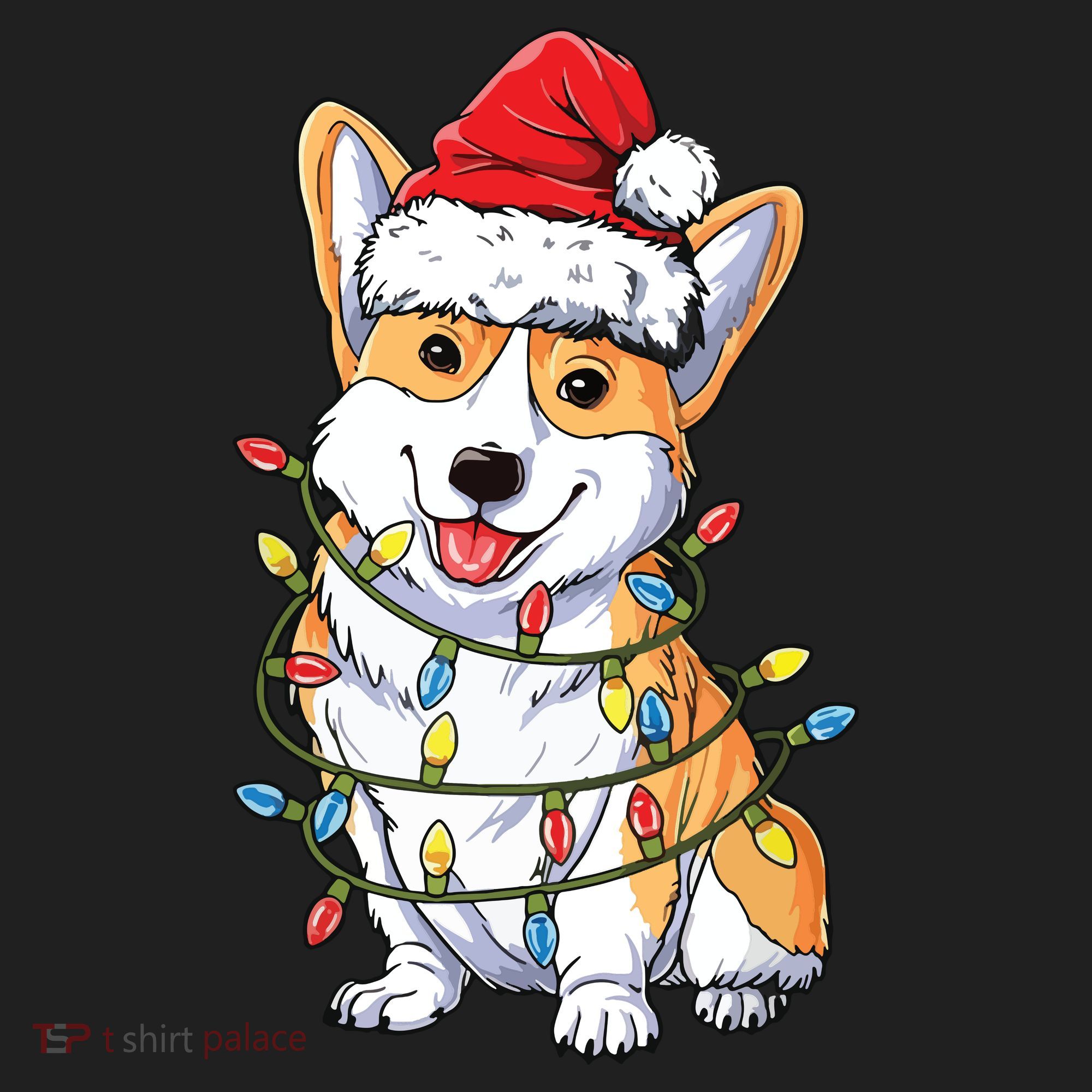 Corgi Santa Christmas Tree Lights Xmas Beanie