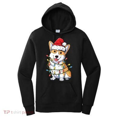 Corgi Santa Christmas Tree Lights Xmas Women's Hoodie