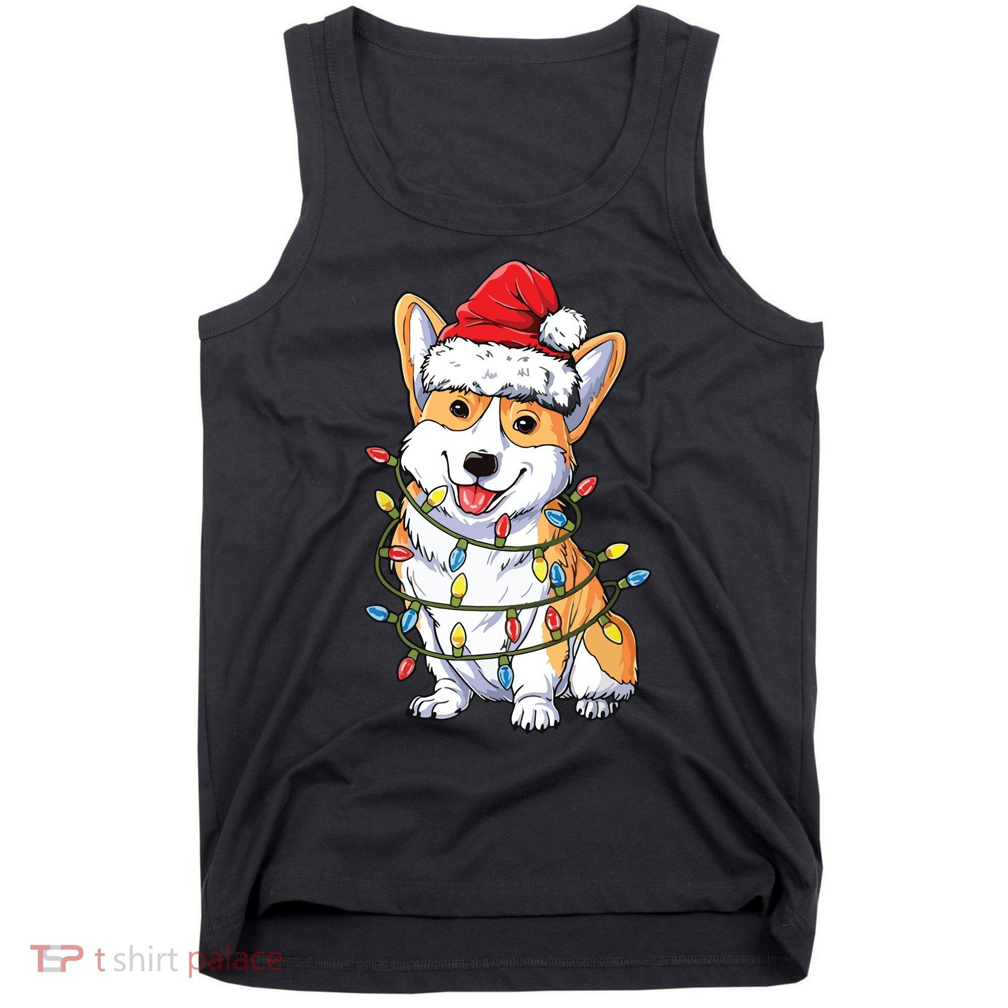 Corgi Santa Christmas Tree Lights Xmas Tank Top