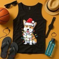 Corgi Santa Christmas Tree Lights Xmas Tank Top thumb 4