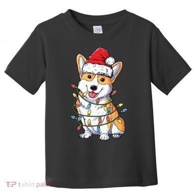Corgi Santa Christmas Tree Lights Xmas Toddler T-Shirt