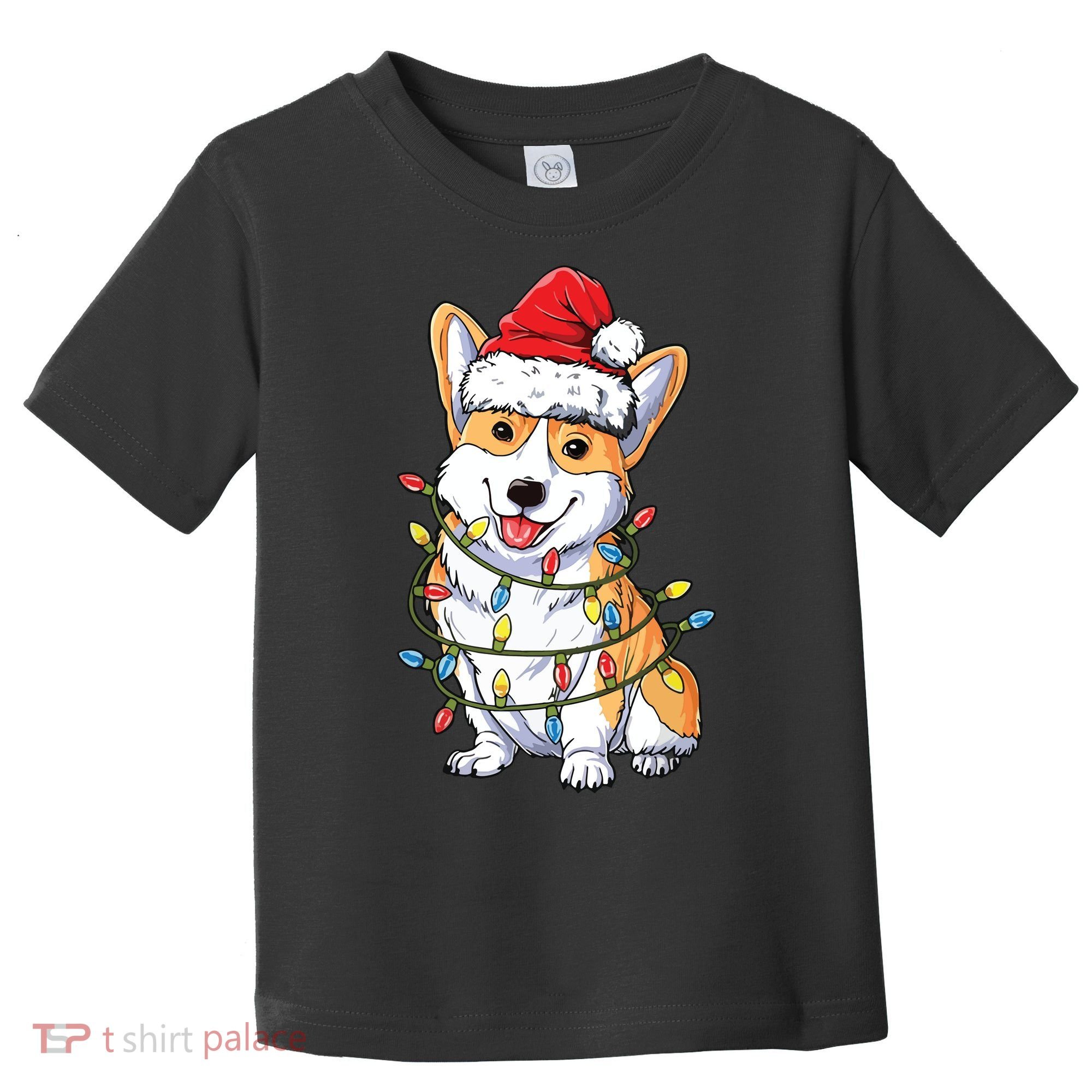 Corgi Santa Christmas Tree Lights Xmas Toddler T-Shirt