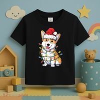 Corgi Santa Christmas Tree Lights Xmas Toddler T-Shirt thumb 3