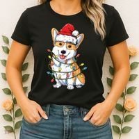 Corgi Santa Christmas Tree Lights Xmas Women's T-Shirt thumb 2