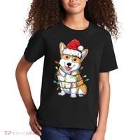 Corgi Santa Christmas Tree Lights Xmas Kids T-Shirt thumb 2