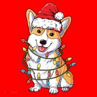 Corgi Santa Christmas Tree Lights Xmas Santa Hat thumb 1