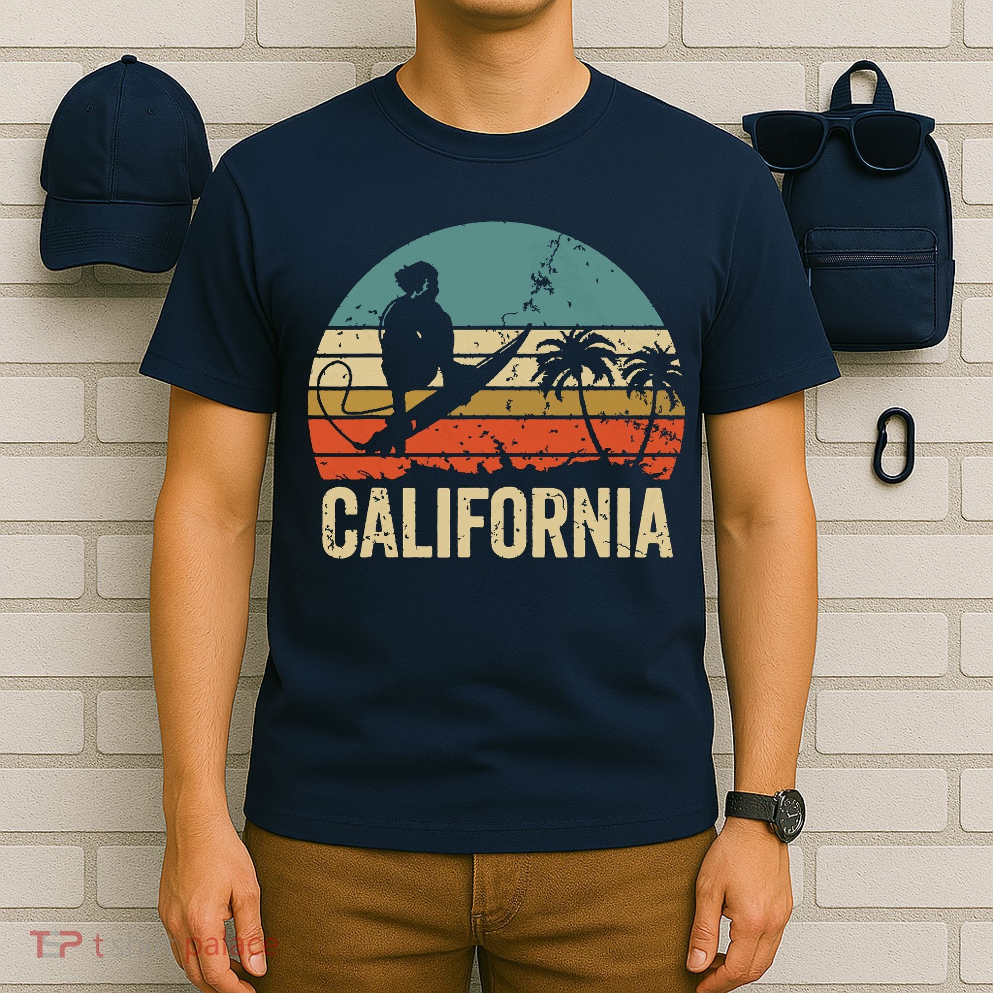 California Surf CA Vintage Retro Men Women Kids Surfer Sunset T-Shirt