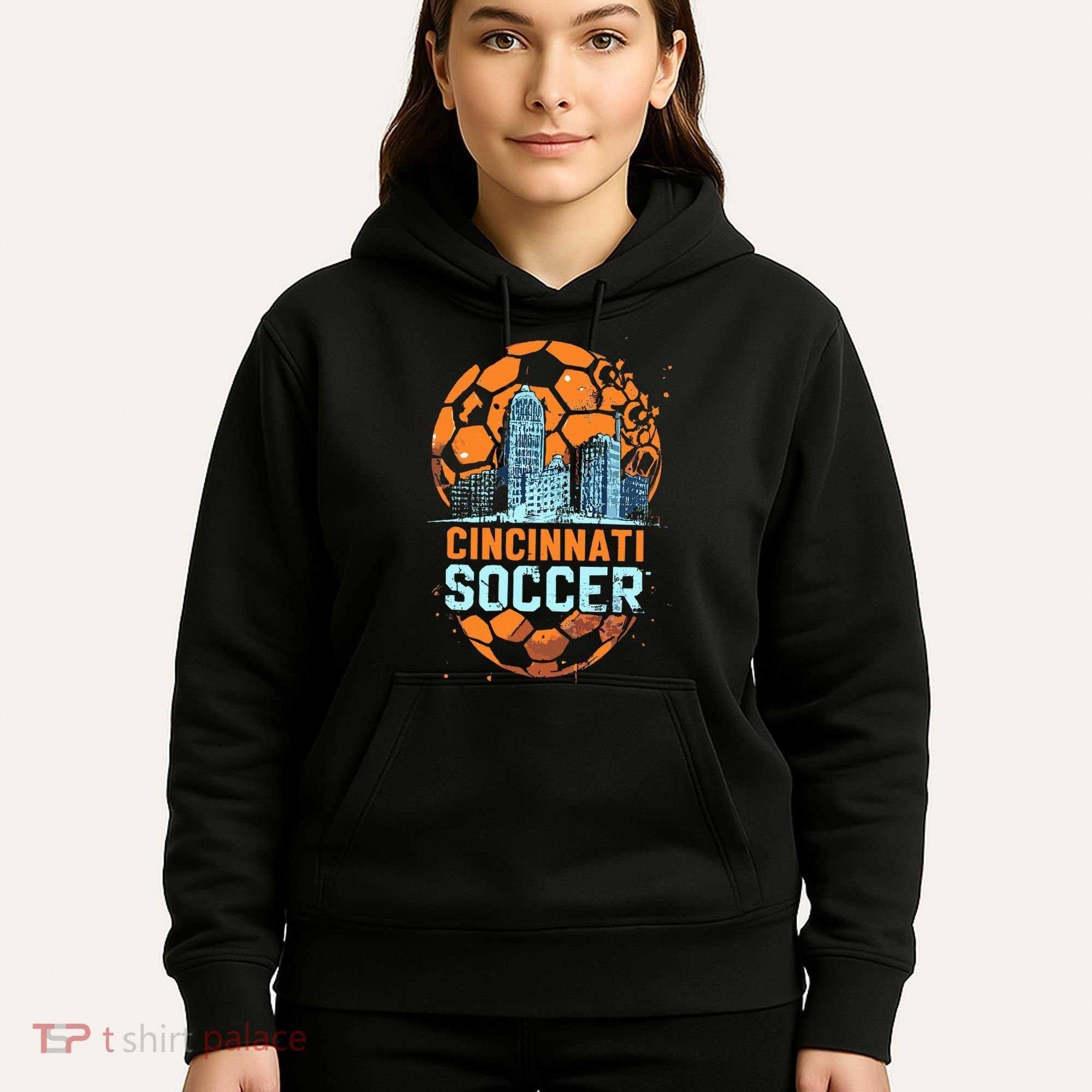 Cincinnati Soccer City Skyline Cool Cincy 513 Hoodie
