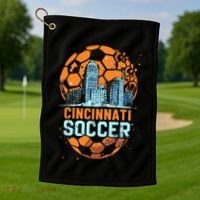Cincinnati Soccer City Skyline Cool Cincy 513 Golf Towel thumb 1