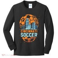 Cincinnati Soccer City Skyline Cool Cincy 513 Kids Long Sleeve Shirt thumb 0
