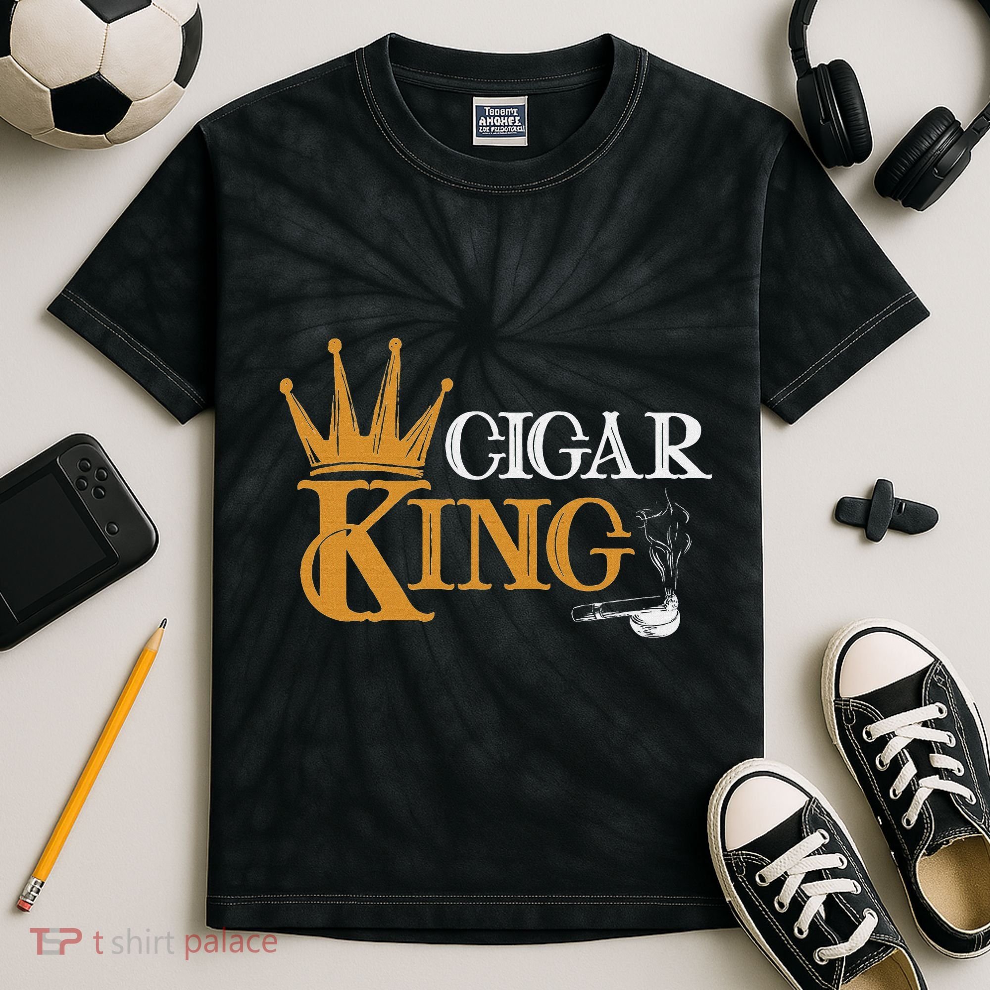 Cigar Smoking Connoisseur Tobacco Cigar King Kids Tie-Dye T-Shirt