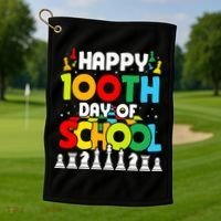 Chess Stuff Chess Club Chess Merch 100th Day Of School Chess Gift Golf Towel thumb 1