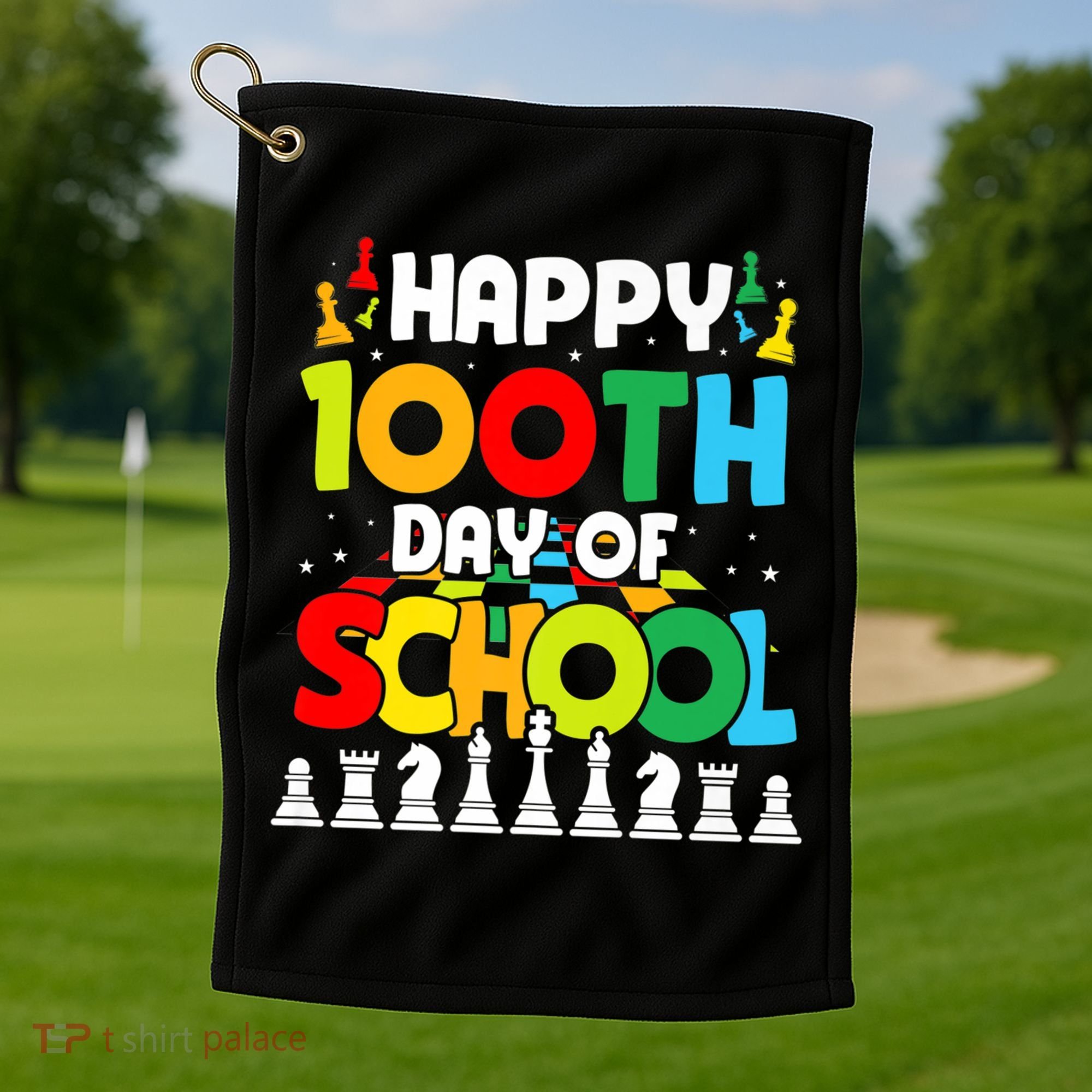 Chess Stuff Chess Club Chess Merch 100th Day Of School Chess Gift Golf Towel