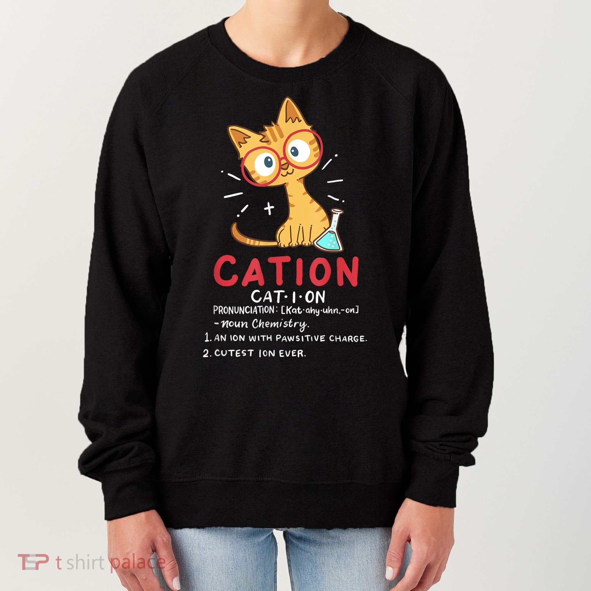 Cation Science Cat Funny Chemistry Chemist Science Teacher Women's Sweatshirt