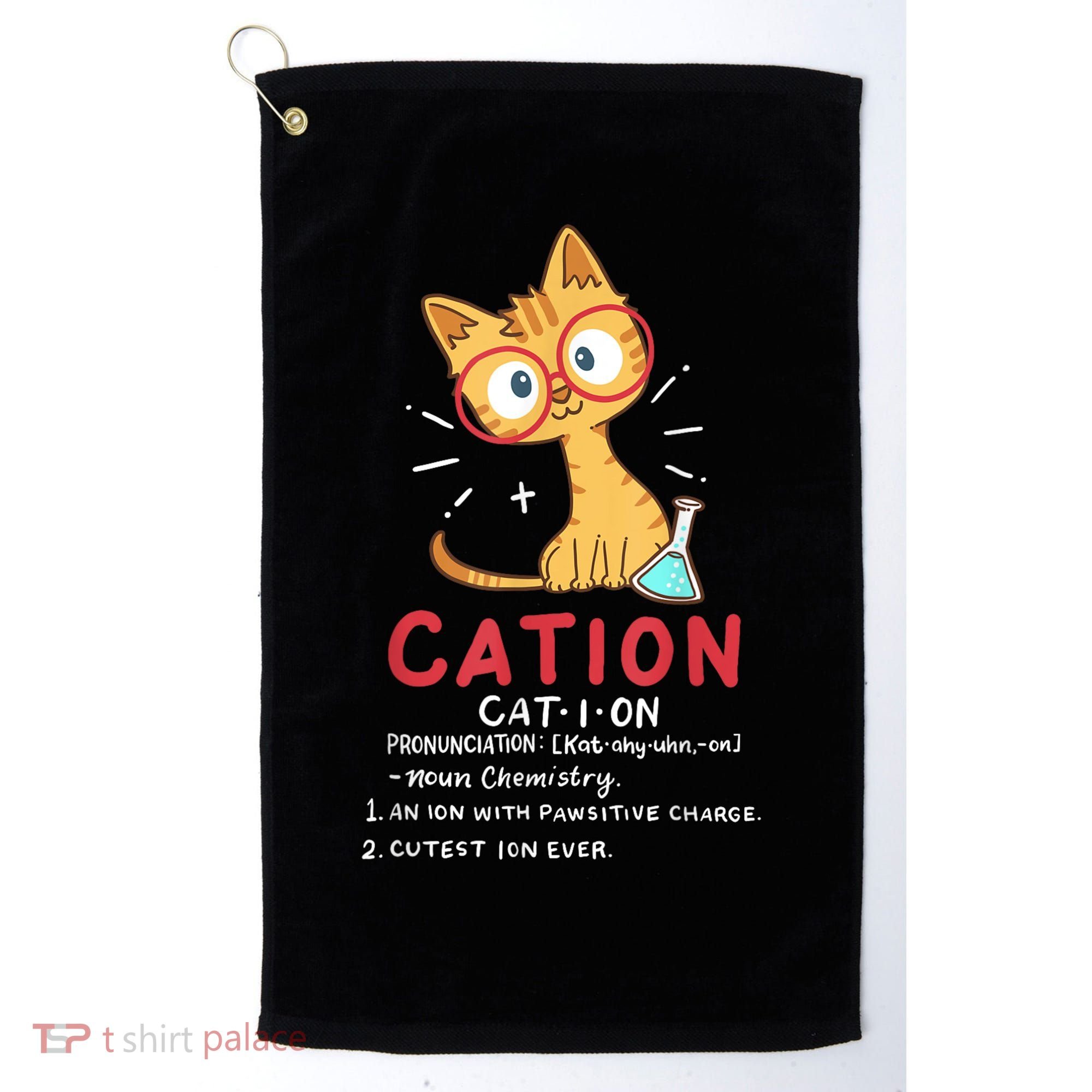 Cation Science Cat Funny Chemistry Chemist Science Teacher Golf Towel