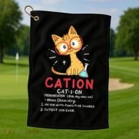 Cation Science Cat Funny Chemistry Chemist Science Teacher Golf Towel thumb 1