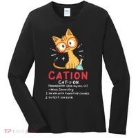 Cation Science Cat Funny Chemistry Chemist Science Teacher Women's Long Sleeve Shirt thumb 0