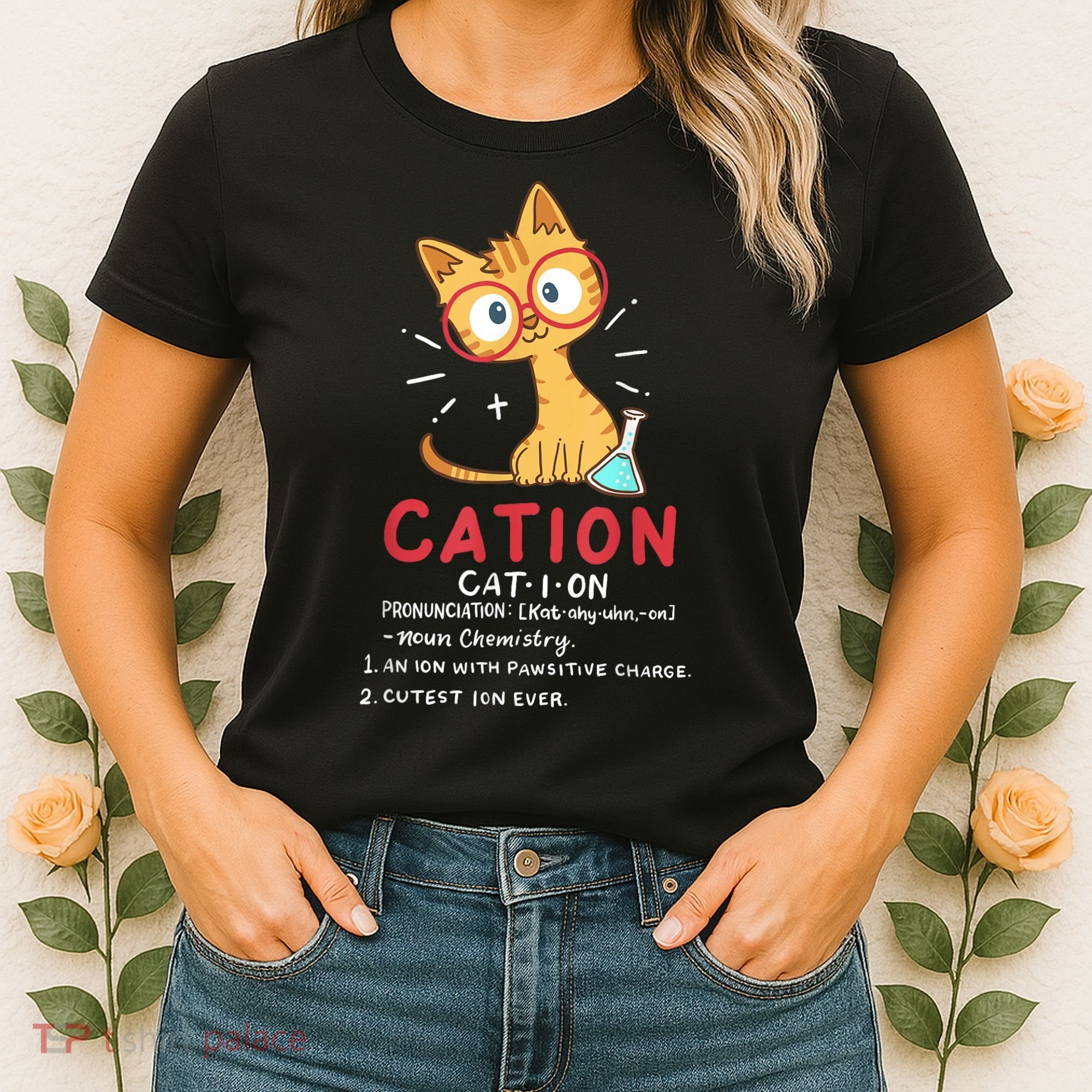 Cation Science Cat Funny Chemistry Chemist Science Teacher Women's T-Shirt