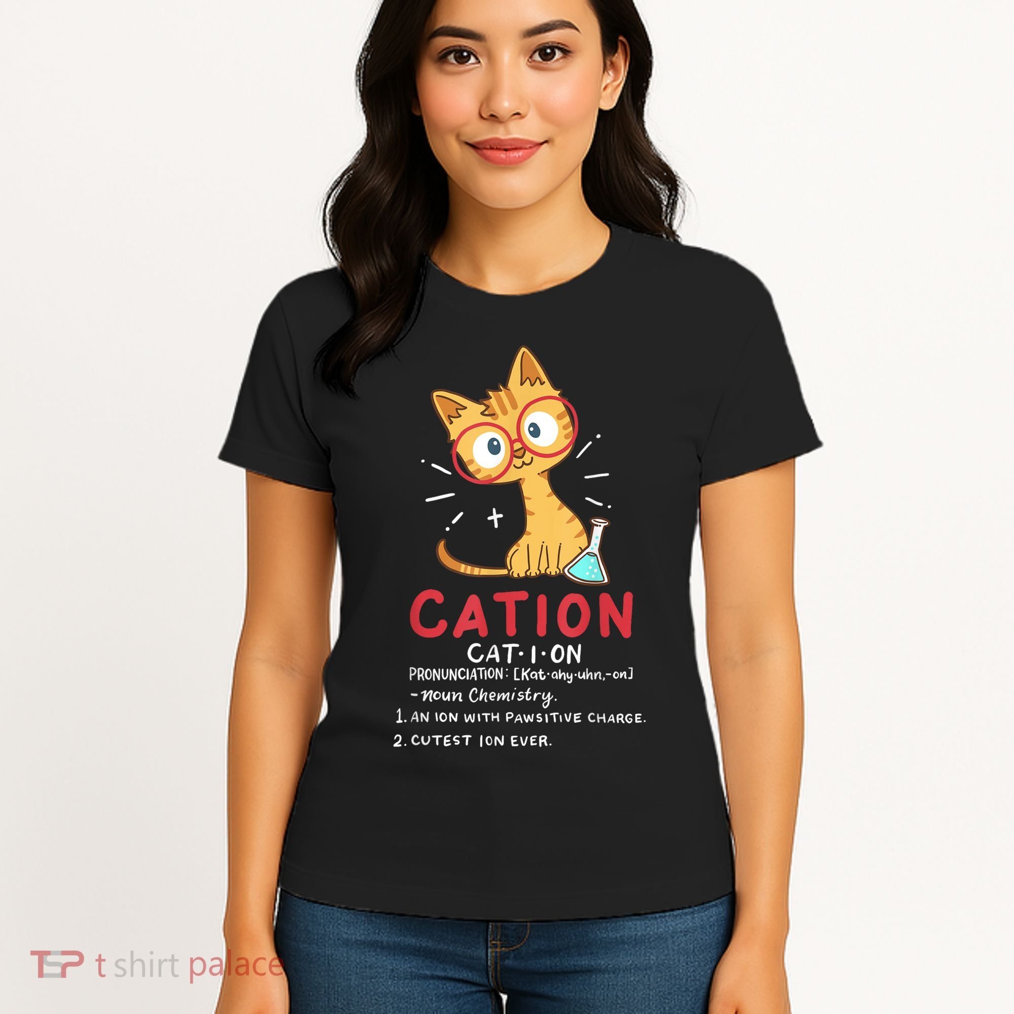 Cation Science Cat Funny Chemistry Chemist Science Teacher Women's T-Shirt