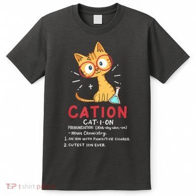 Cation Science Cat Funny Chemistry Chemist Science Teacher T-Shirt