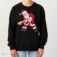 Christmas Santa Claus With Baseball Bat Baseball Women's Sweatshirt thumb 0