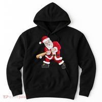 Christmas Santa Claus With Baseball Bat Baseball Hoodie thumb 0