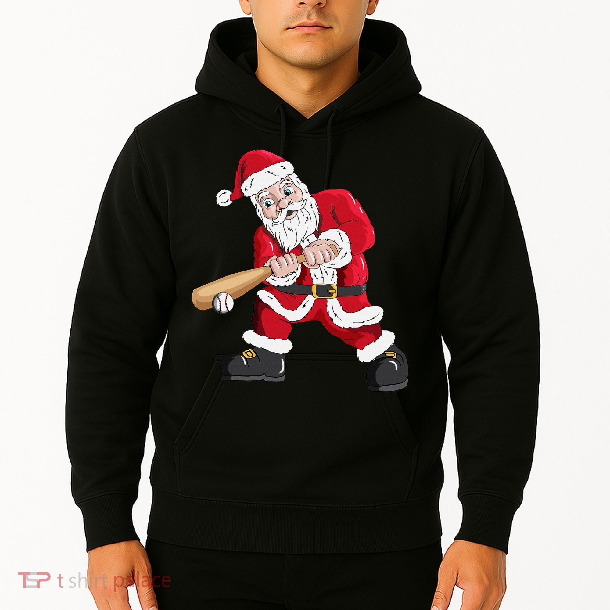 Christmas Santa Claus With Baseball Bat Baseball Hoodie