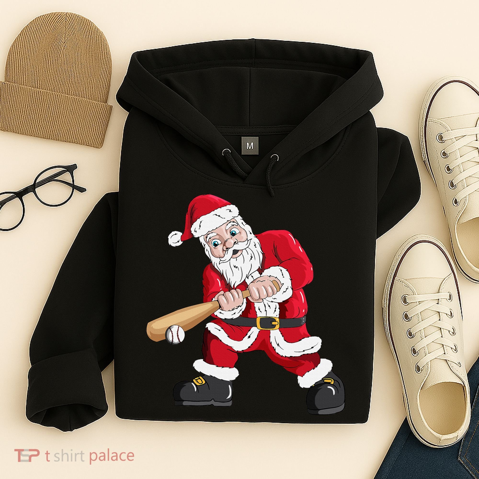 Christmas Santa Claus With Baseball Bat Baseball Hoodie