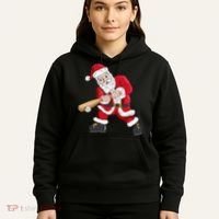 Christmas Santa Claus With Baseball Bat Baseball Hoodie thumb 5