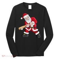 Christmas Santa Claus With Baseball Bat Baseball Long Sleeve Shirt thumb 0