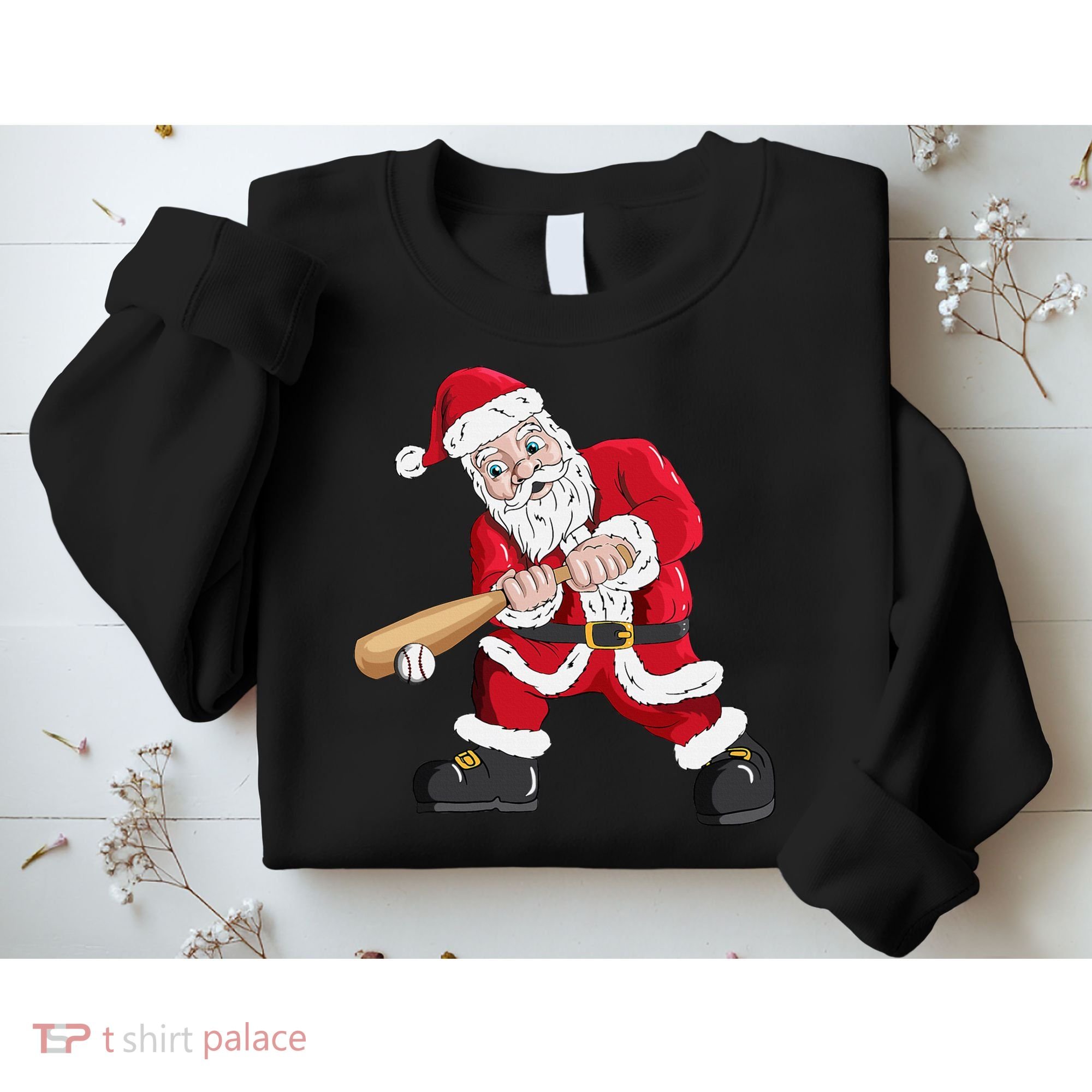 Christmas Santa Claus With Baseball Bat Baseball Sweatshirt