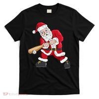Christmas Santa Claus With Baseball Bat Baseball T-Shirt thumb 0