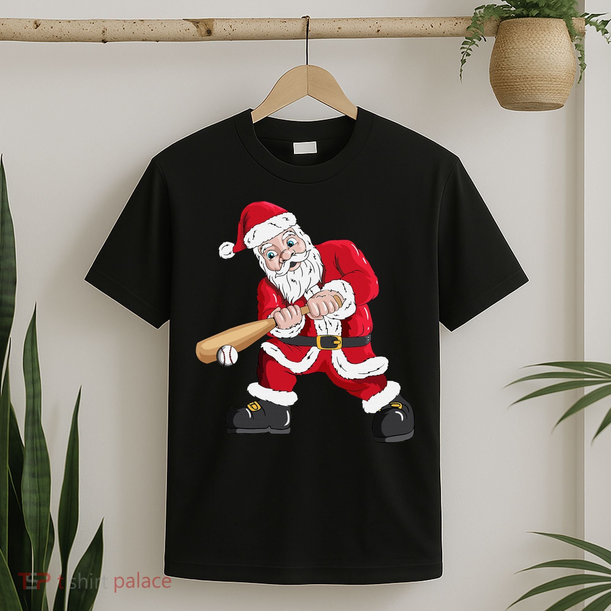 Christmas Santa Claus With Baseball Bat Baseball T-Shirt