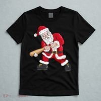 Christmas Santa Claus With Baseball Bat Baseball T-Shirt thumb 5