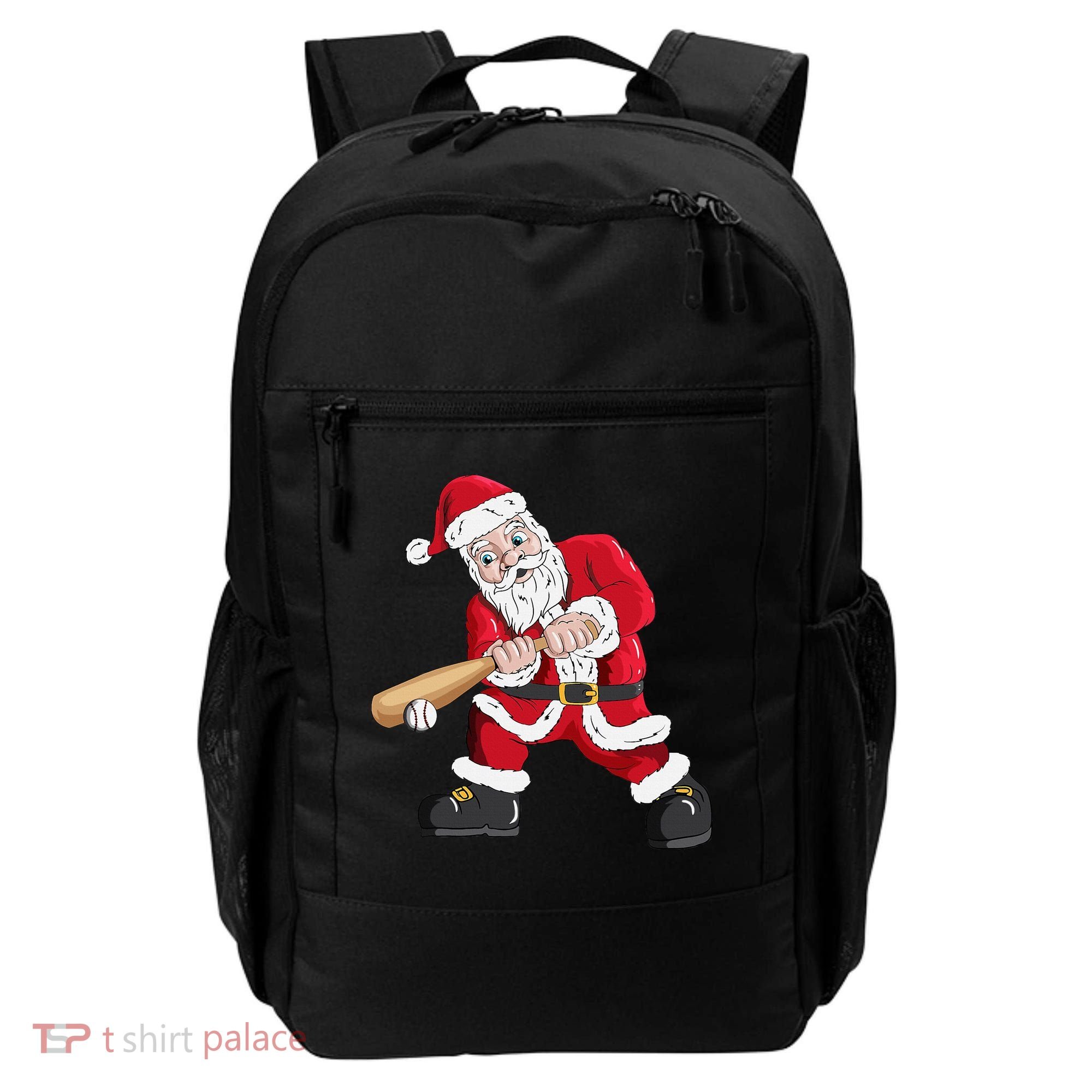Christmas Santa Claus With Baseball Bat Baseball Backpack