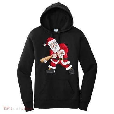 Christmas Santa Claus With Baseball Bat Baseball Women's Hoodie