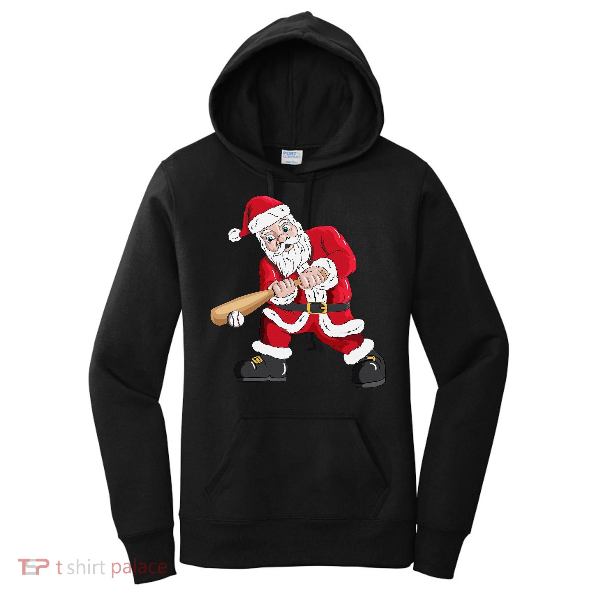 Christmas Santa Claus With Baseball Bat Baseball Women's Hoodie