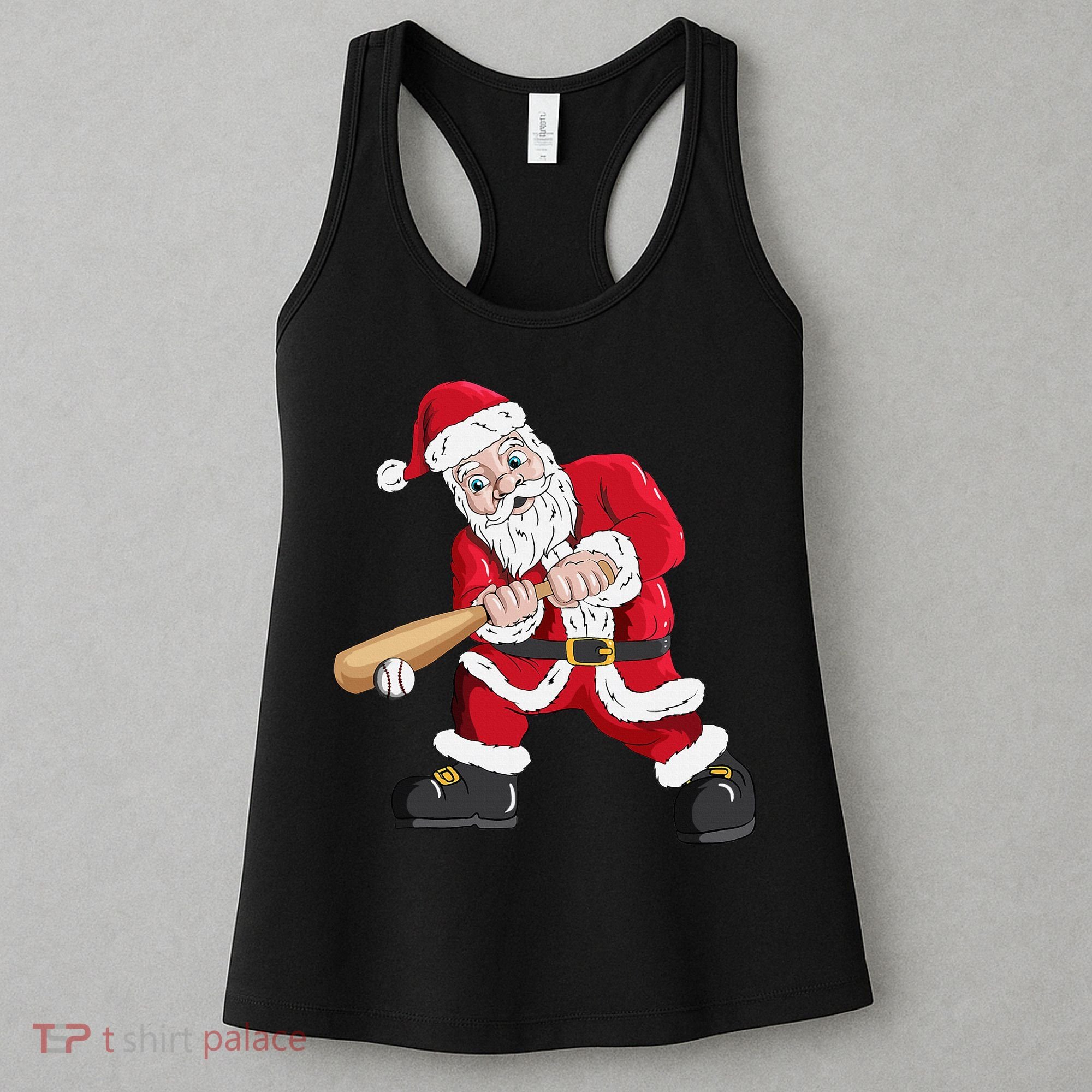 Christmas Santa Claus With Baseball Bat Baseball Women's Tank Top